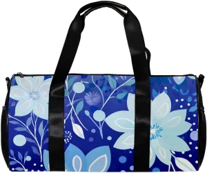 Travel Bag,Mens Gym Bag,Womens Gym Bag,Flower Gray Blue,Sports Bag