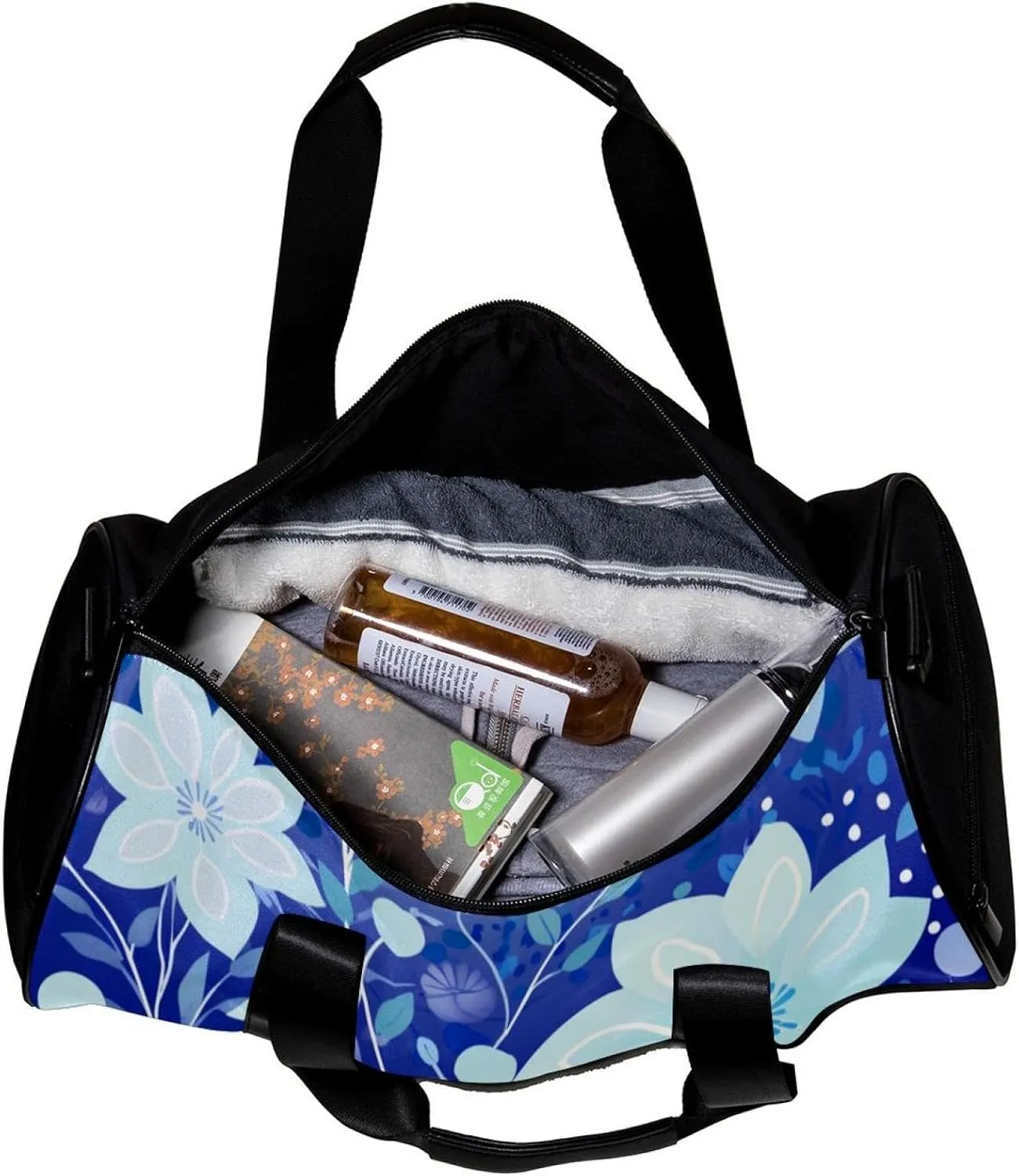 Travel Bag,Mens Gym Bag,Womens Gym Bag,Flower Gray Blue,Sports Bag