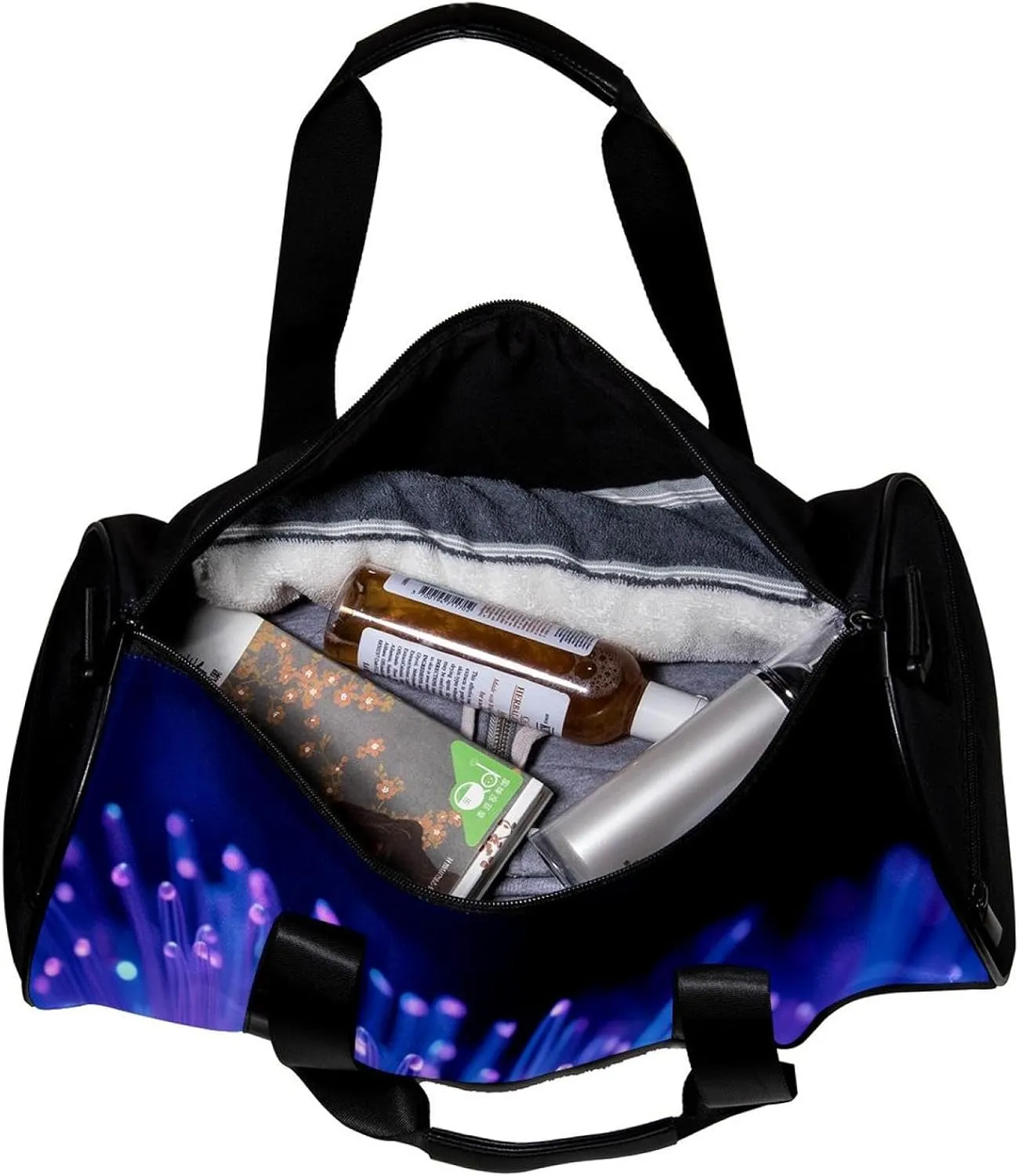 Travel Bag,Mens Gym Bag,Womens Gym Bag,Purple Light Lines,Sports Bag