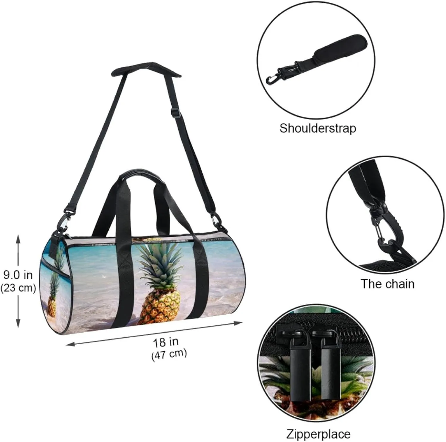 Travel Bag,Mens Gym Bag,Womens Gym Bag,Sea Beach Pineapple,Sports Bag