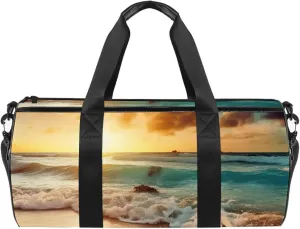 Travel Bag,Mens Gym Bag,Womens Gym Bag,Sea Beach Sunset,Sports Bag