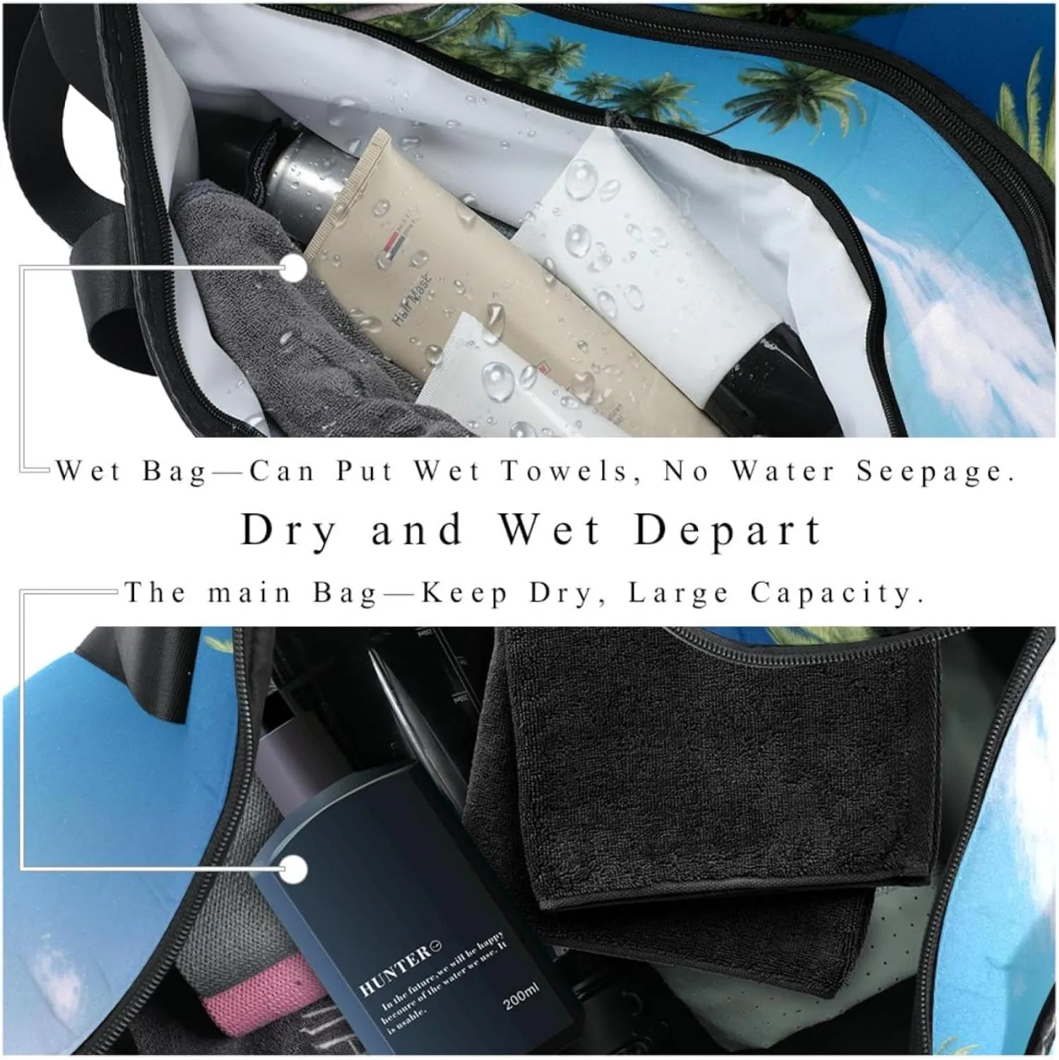 Travel Bag,Mens Gym Bag,Womens Gym Bag,Tropical Scenery View on Beach,Sports Bag