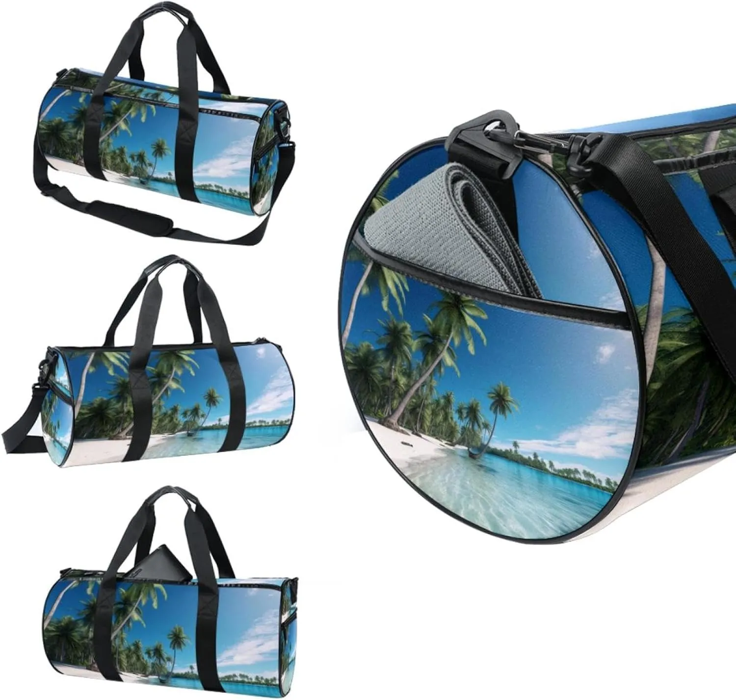 Travel Bag,Mens Gym Bag,Womens Gym Bag,Tropical Scenery View on Beach,Sports Bag