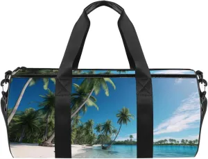 Travel Bag,Mens Gym Bag,Womens Gym Bag,Tropical Scenery View on Beach,Sports Bag