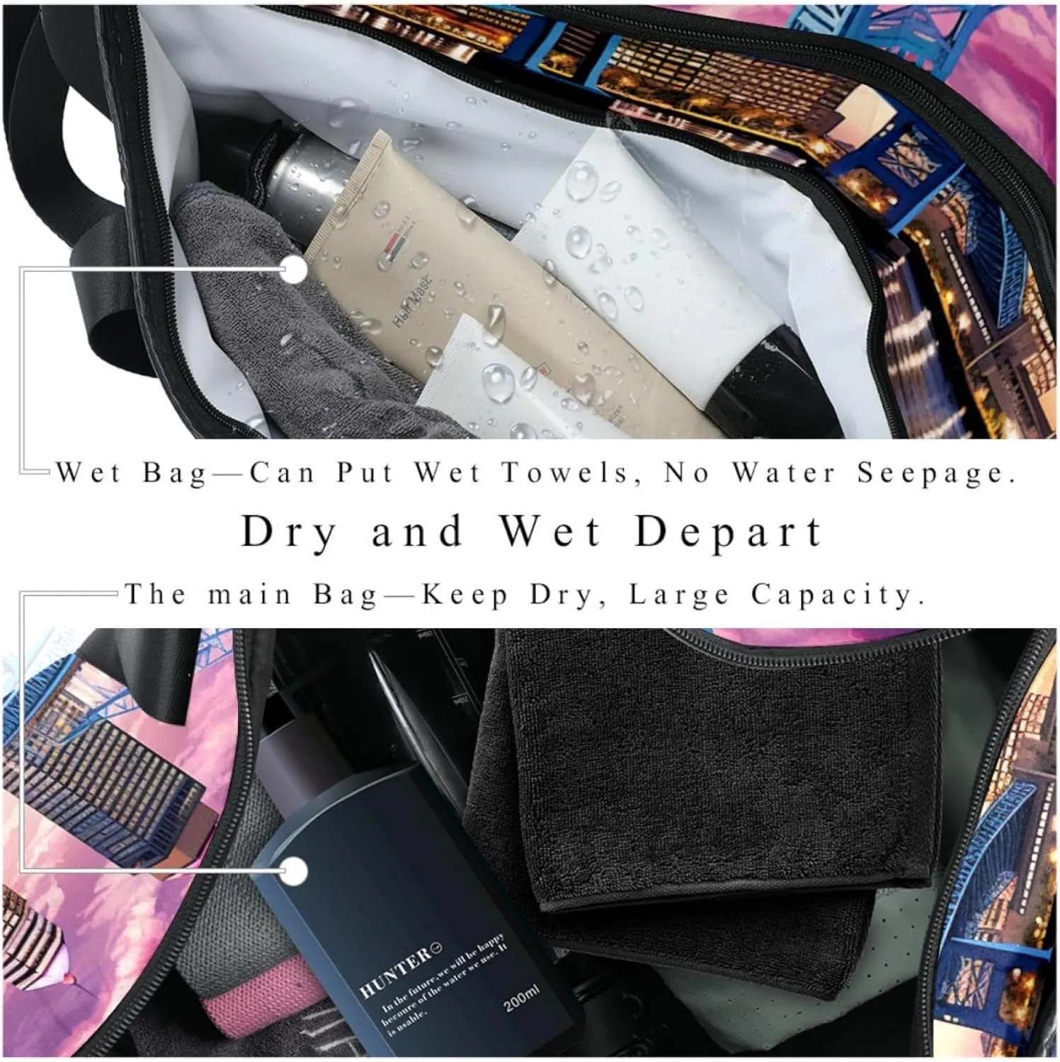 Travel Bag,Mens Gym Bag,Womens Gym Bag,Urban Cityscape Bridge Office Buildings,Sports Bag