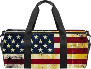 Travel Bag,Mens Gym Bag,Womens Gym Bag,Vintage American Flag Print,Sports Bag