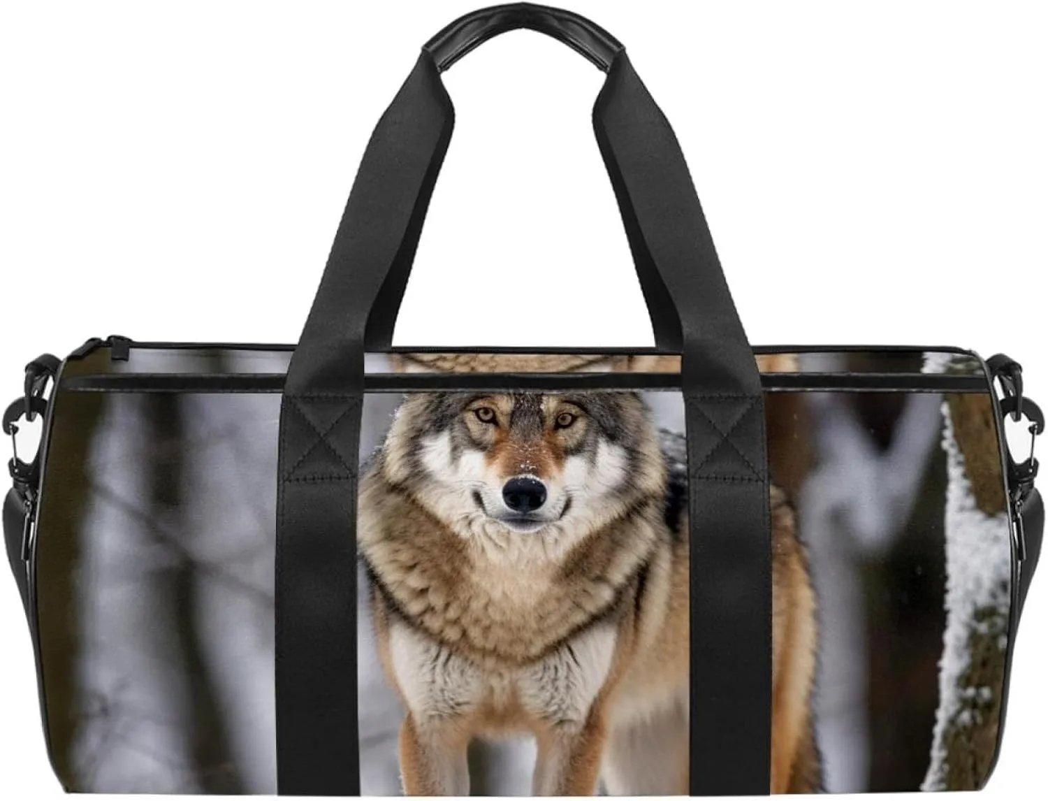 Travel Bag,Mens Gym Bag,Womens Gym Bag,Wild Animal Wolf Snow,Sports Bag