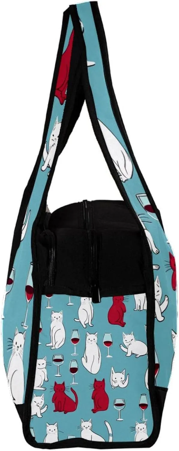 Travel Bag,Mens Gym Bag,Womens Gym Bag,Wine Glass Red Wine Cats,Sports Bag