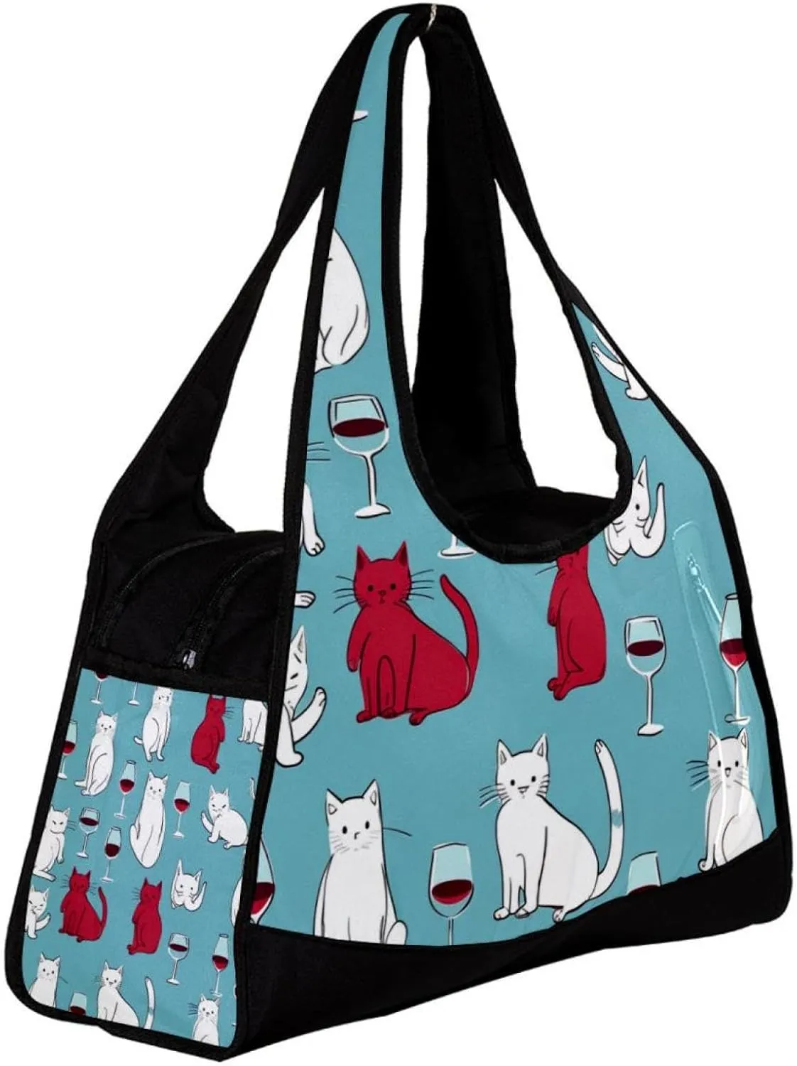 Travel Bag,Mens Gym Bag,Womens Gym Bag,Wine Glass Red Wine Cats,Sports Bag