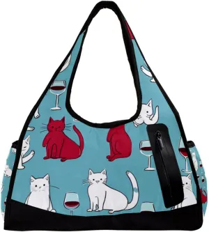 Travel Bag,Mens Gym Bag,Womens Gym Bag,Wine Glass Red Wine Cats,Sports Bag