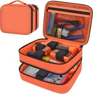 Travel Case Bag Compatible with Klein Tools ET310 AC Circuit Breaker, RT250 GFCI Outlet Tester Set, Home Test Kit Storage Cover for Digital Multimeter, Clamp Meter and More (Orange)