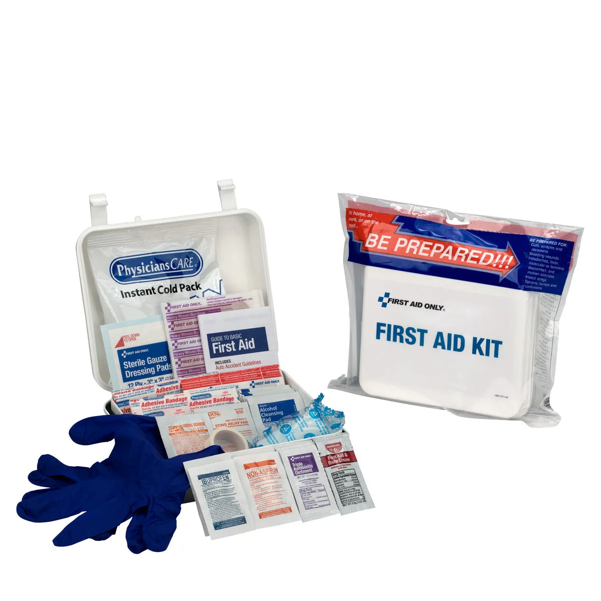 Travel First Aid Kit, Weatherproof Plastic Case, 64 pieces