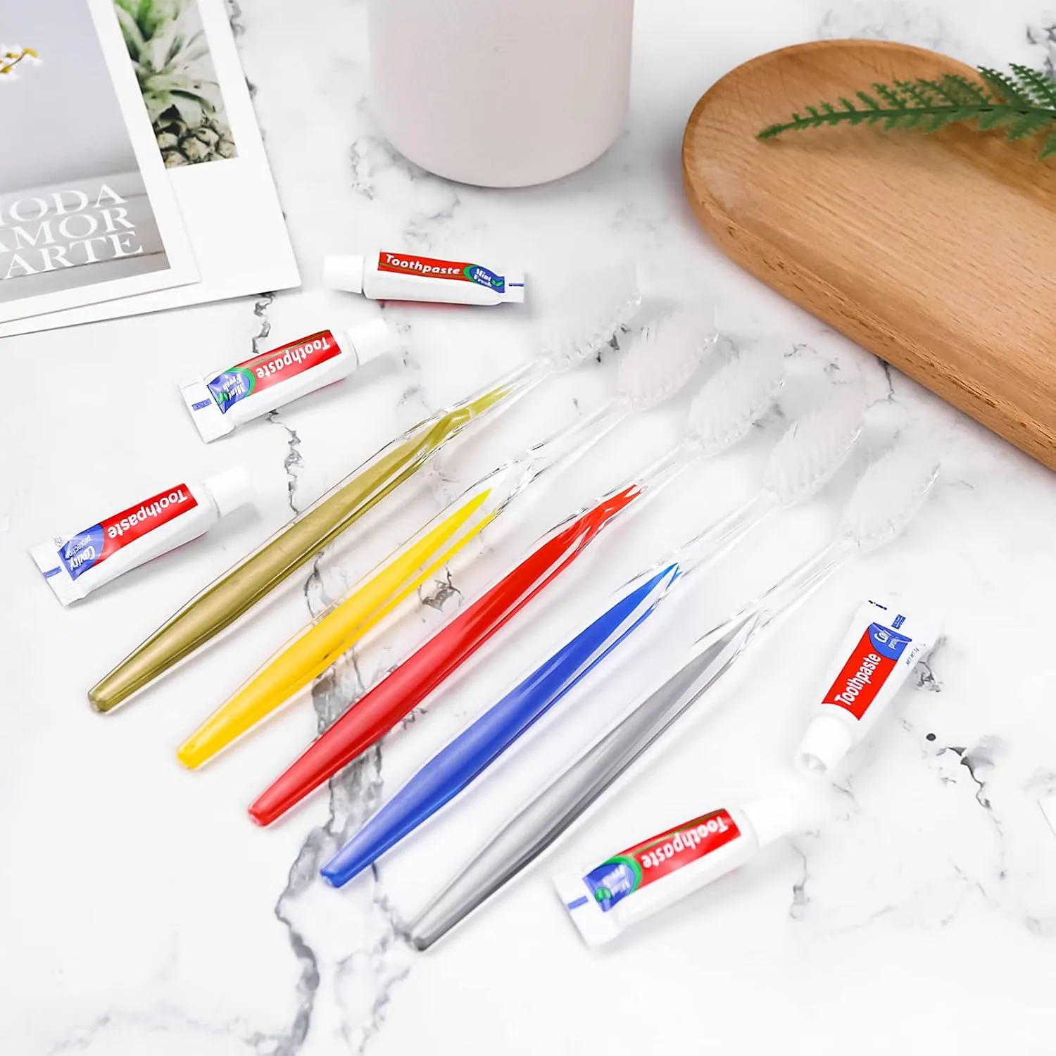 Travel Toothbrushes Kit,100Pcs Travel Toothbrush Set Disposable Toothbrushes with Toothpaste for Nursing Home,Hotel,Charity(Individually Wrapped)