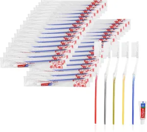 Travel Toothbrushes Kit,100Pcs Travel Toothbrush Set Disposable Toothbrushes with Toothpaste for Nursing Home,Hotel,Charity(Individually Wrapped)