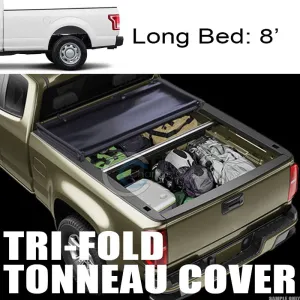 TRI-FOLD SOFT TONNEAU COVER 15-17 FORD F150 REGULAR/SUPER CAB 8 FT 96" LONG BED