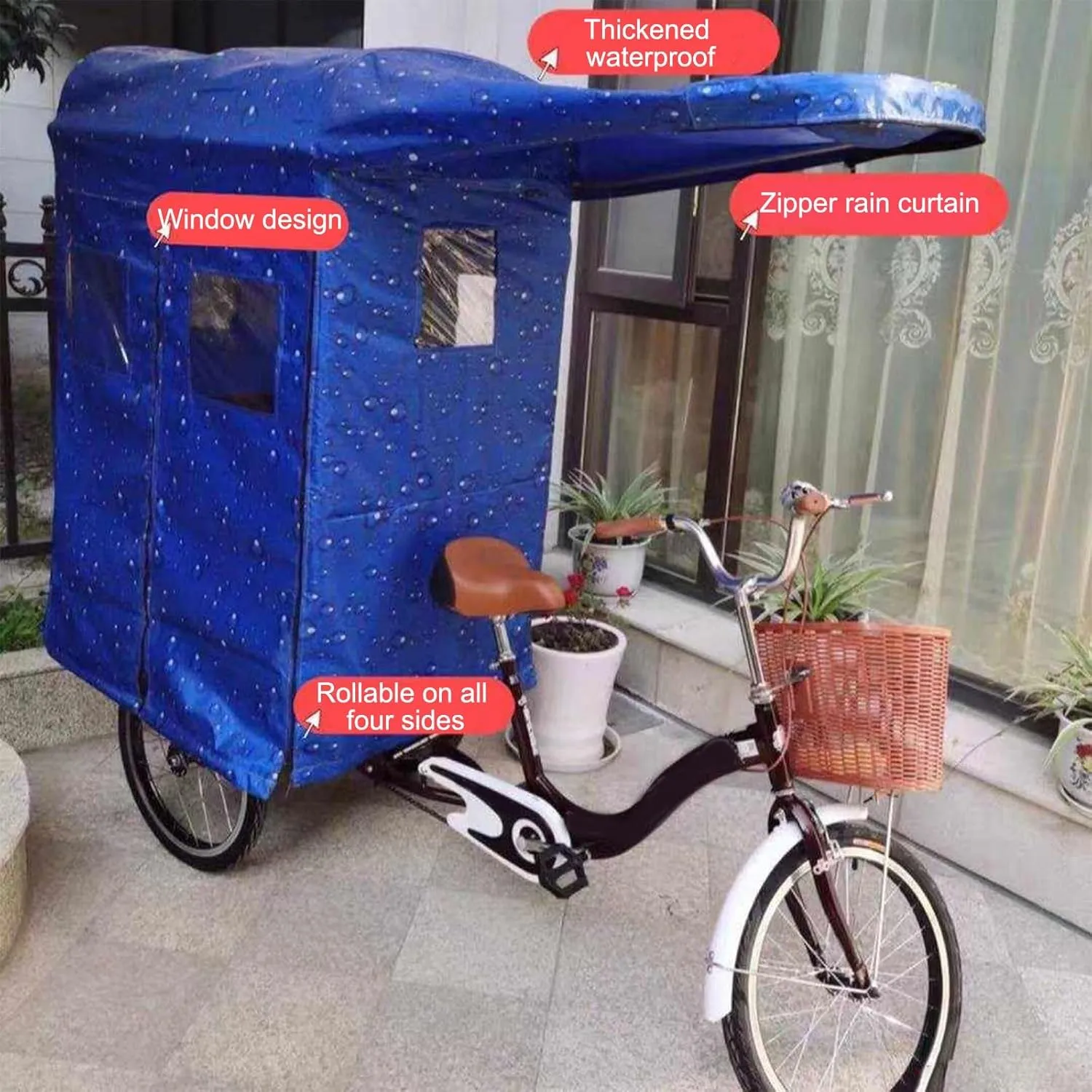 Trike Cover Compatible, Bike Storage Covers Rain Sun UV Windproof Tarp, Heavy Duty Bike Cover, Waterproof and All-Weather, Breathable and Portable Vehicle Protection(Green,80cm/31.5in)