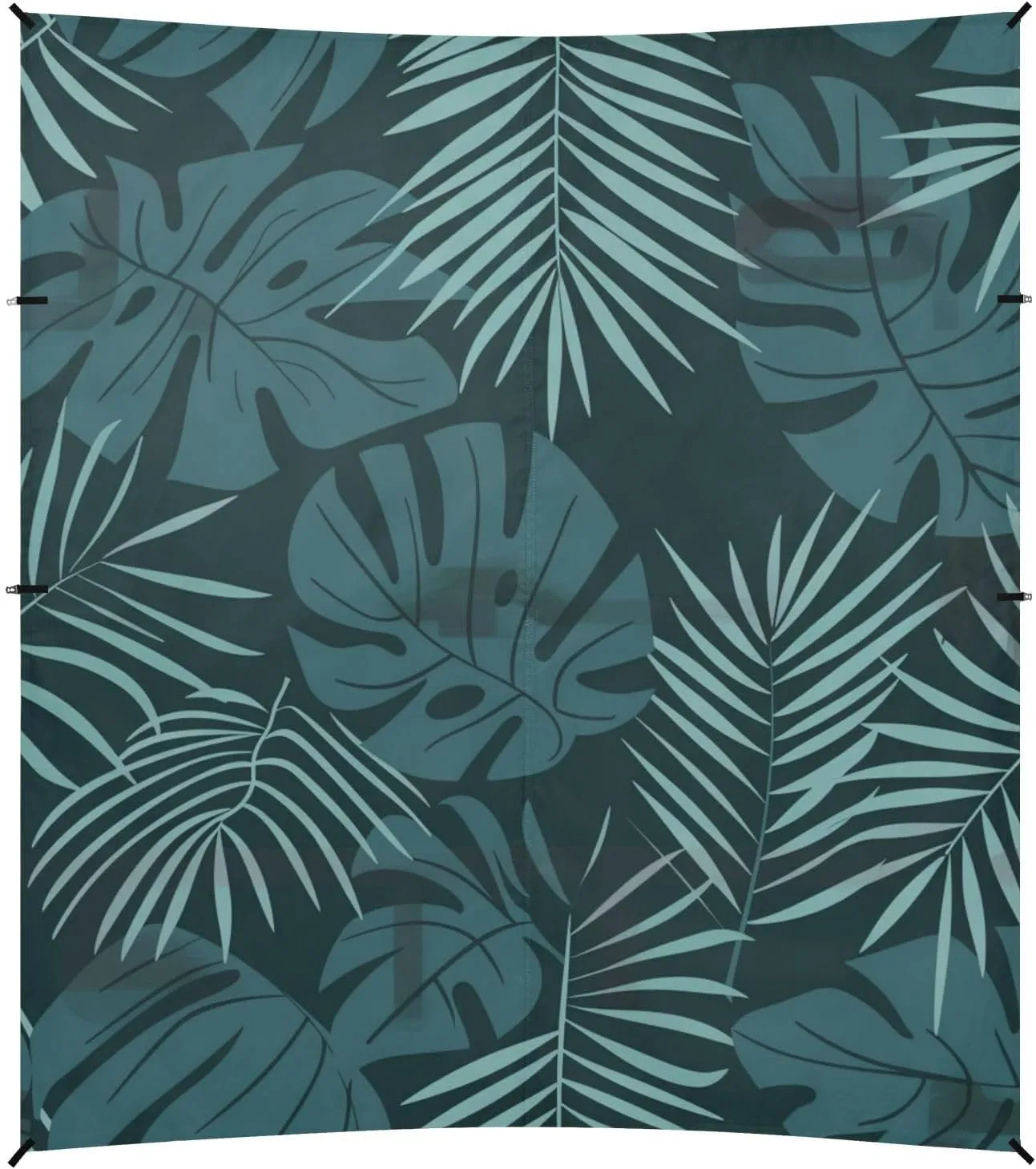 Tropical Leaves Dark Teal Beach Cabana Tent UPF50  Protection Waterproof Large Sun Shade with Sandbags and Shovel for Camping, Fishing, Backyard Fun