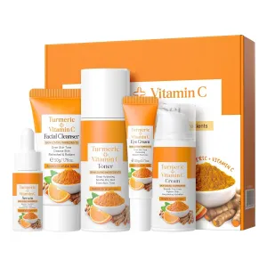 Tuemeric Skin Care Set Vitamin C Women Beauty Gift Sets Skin Care Kit with Cleanser, Toner, Serum, Eye Cream, Face Cream Travel Kit for Women Teen Girls Mom Daughter Birthday