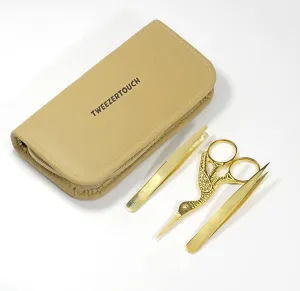 Tweezertouch Professional Petite Set Scissor Slant and Point In A Case (Gold)