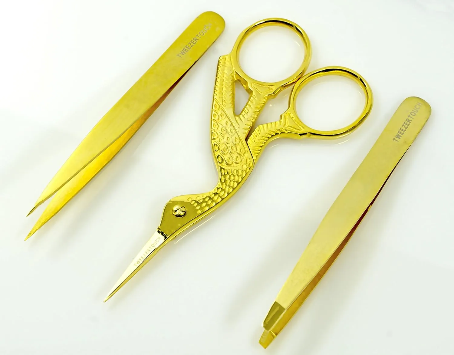 Tweezertouch Professional Petite Set Scissor Slant and Point In A Case (Gold)