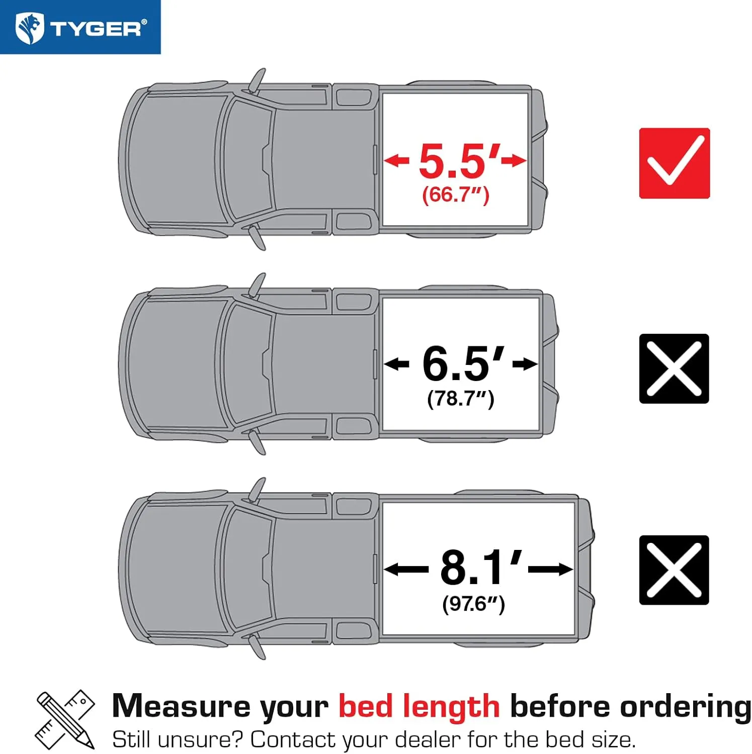 Tyger Auto T1 Soft Roll Up Truck Bed Tonneau Cover Compatible with 2007-2013 Toyota Tundra | Fleetside 5.5' Bed (66") | TG-BC1T9038 , Black