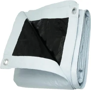UCINNOVATE 10 x 13 FT Heavy Duty White/Black Plastic Tarp with Grommets, 14 Mil Thick Waterproof Tarp Outdoor Poly Tarp Cover Shade for Shed Canopy Tent Boat RV Camping Patio Porch