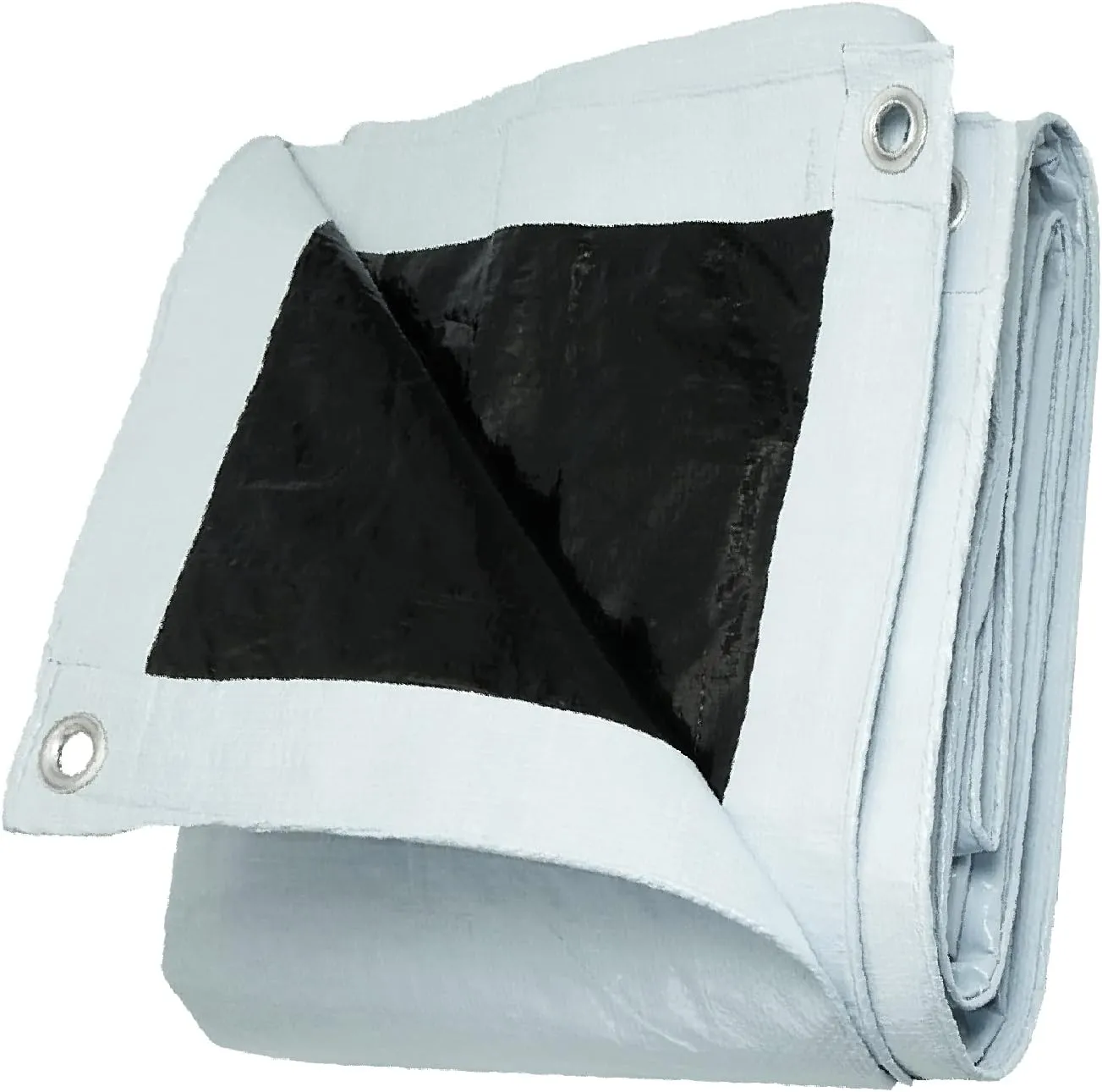 UCINNOVATE 10 x 13 FT Heavy Duty White/Black Plastic Tarp with Grommets, 14 Mil Thick Waterproof Tarp Outdoor Poly Tarp Cover Shade for Shed Canopy Tent Boat RV Camping Patio Porch