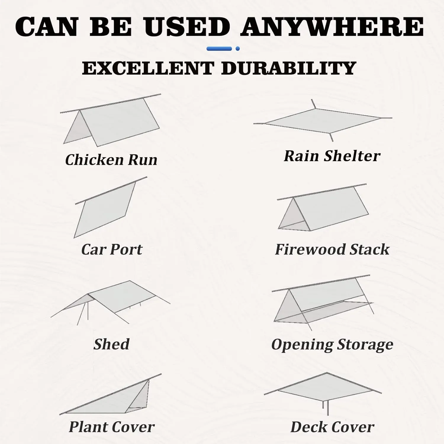 UCINNOVATE Heavy Duty 14Mil Waterproof Tarp 10x13FT - Black Durable Poly Tarpaulin with Rust-Proof Grommets, UV & Tear Resistant for Outdoor, Truck, Pool, Emergency, Shed, Cargo