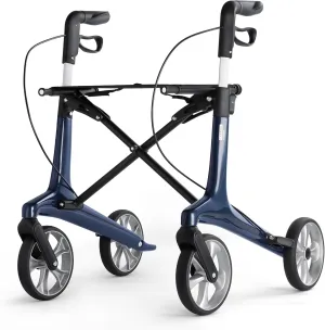 Ultralight Carbon Fiber Rollator Walkers for Seniors Lightweight at Only 13lbs, Foldable Carbon Rolling Walker with Organizer Bag, Seat and 8'' Wheels for Travel & The Elderly (Blue, Taller Model)