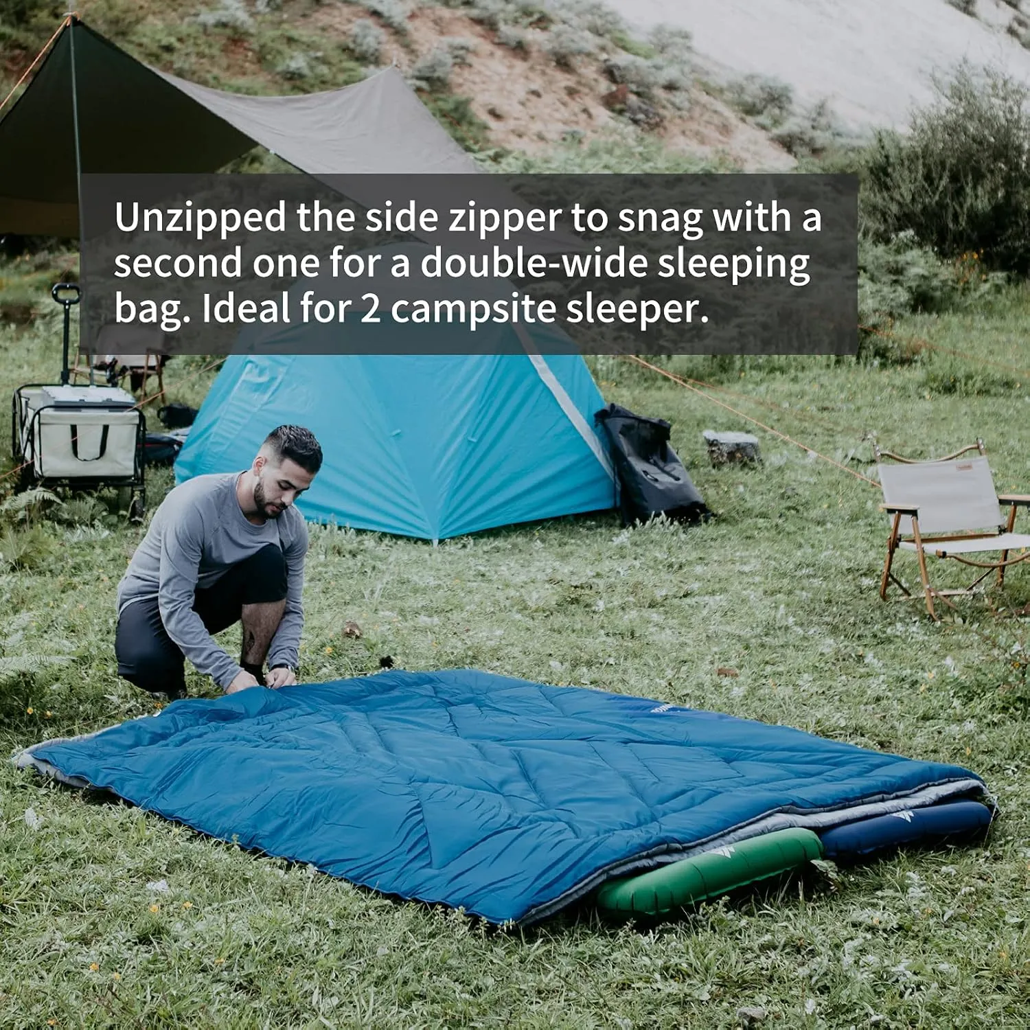 Unigear Camfy Bed 50°F Sleeping Bag– Premium Comfortable Sleeping Bag for Adults and Kids – Lightweight Portable for Warm Weather Camping