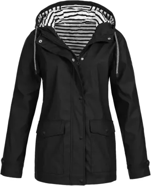 UOFOCO Womens Raincoat with Hood 2024 Waterproof Windproof Lightweight Rain Jacket Anorak Plus Size Rain Coats for Women