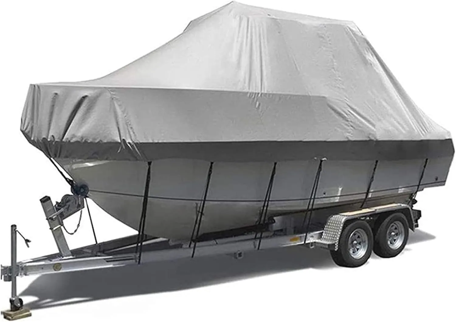 V-Hull Universal Boat Cover,Heavy Duty Oxford 210D Waterproof Trailerable Boat Covers Boat Tarp Wear-Resistant Uv Resistant Pro Boat Cover Console Covers for Boats,Gray,17~19FT