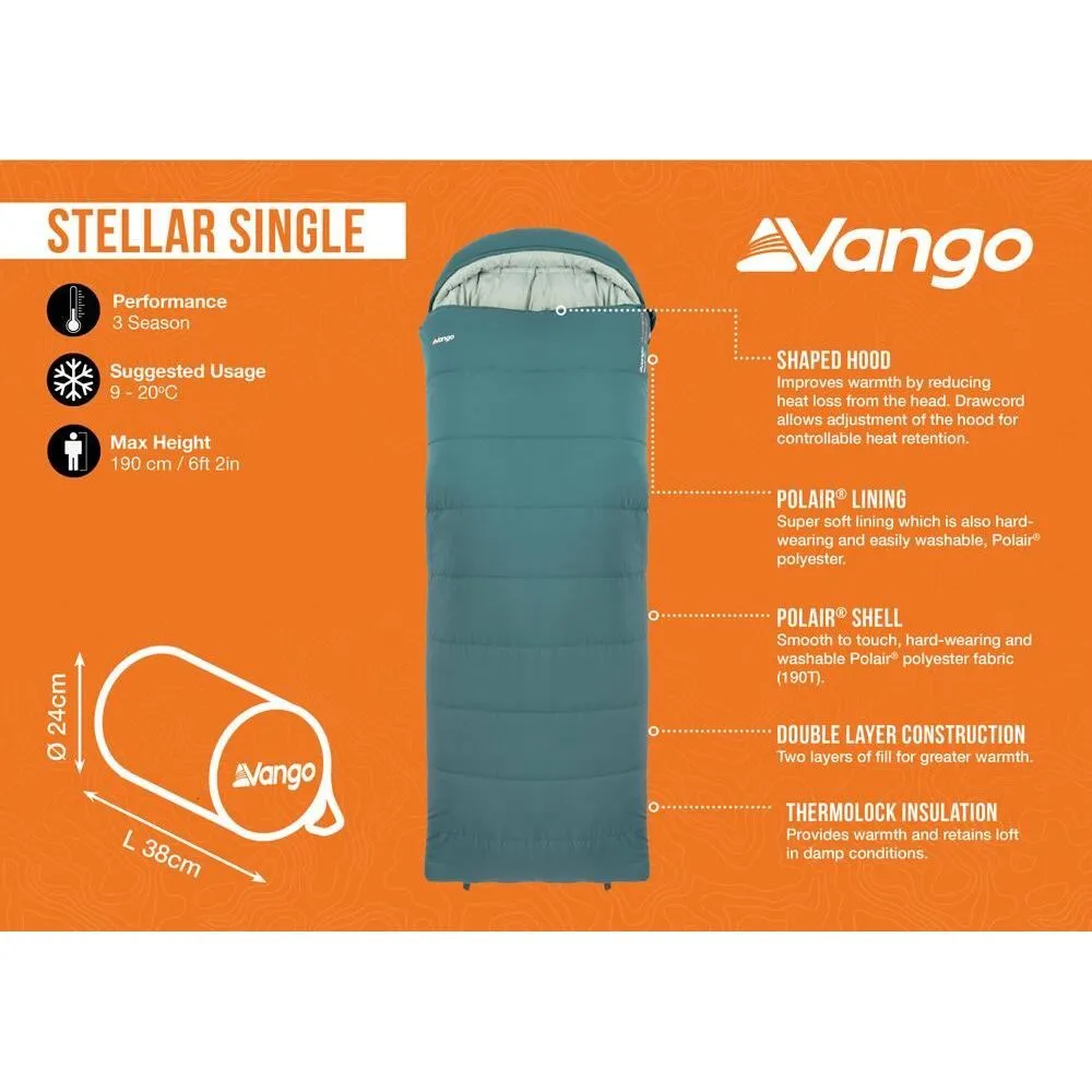 Vango Stellar Single Sleeping Bag Single Oasis