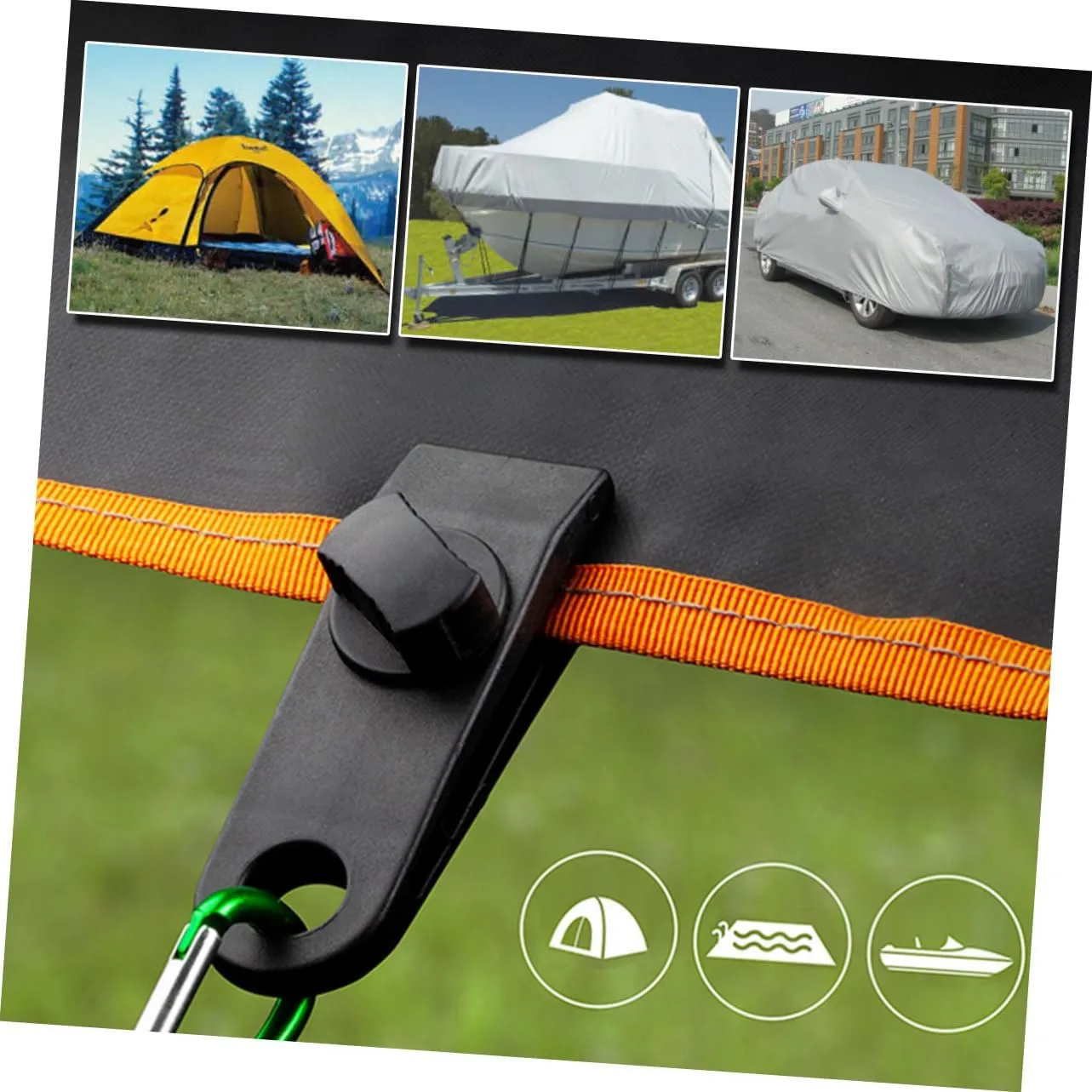 VANZACK 10pcs Tents Tent Stake with Cord Tent Peg Shape Tent Stake Large Rope