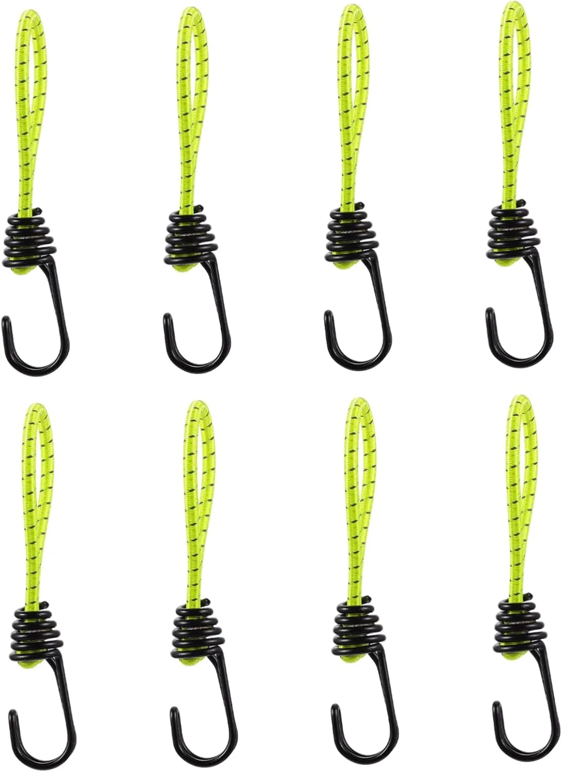VANZACK 8pcs Tent Elastic Rope Buckles Fixed Binding Strap for Tent Tarp Car Awning High Strength Rubber and Steel Reflective Silk for Night Safety