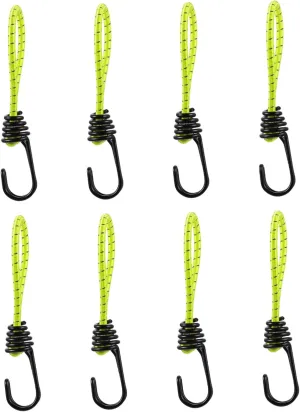 VANZACK 8pcs Tent Elastic Rope Buckles Fixed Binding Strap for Tent Tarp Car Awning High Strength Rubber and Steel Reflective Silk for Night Safety