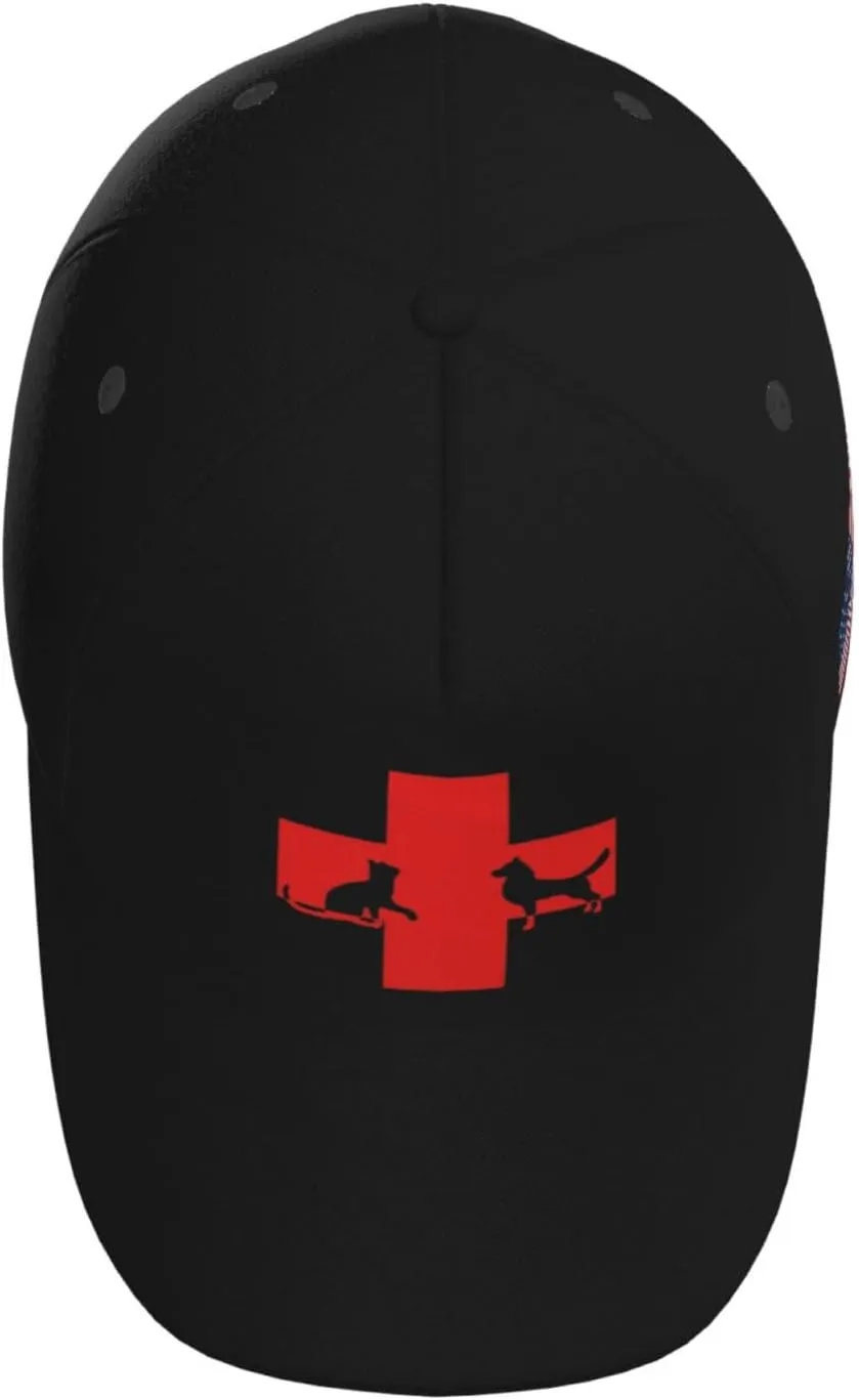 Veterinary First Aid Outdoor Curved Brim Baseball Hat with Buckle Casual Mesh Hat