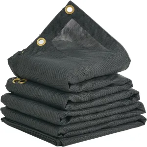VEVOR Dump Truck Mesh Tarp, 7 x 14 ft, PVC Coated Black Heavy Duty Cover with 5.5" 18oz Double Pocket, Brass Grommets, Reinforced Double Needle Stitch Webbing Fits Manual or Electric Dump Truck System
