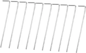VICASKY 32Pcs Shaped Tent Stakes Durable Iron Ground Fixing Pegs for Camping Awning Canopy and Tent Accessories Strong and Sturdy Design for Easy Removal and Long Term Use