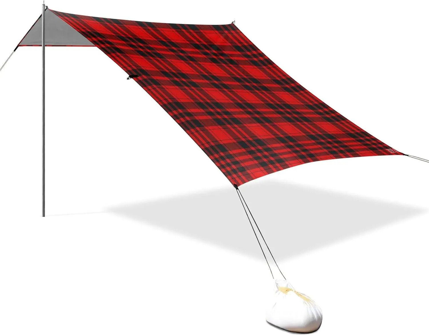 Vintage Buffalo Plaid Checked Red Designed UPF50 Foldable Beach Cabana Water-Resistant Large Sun Shade with Sandbags and Shovel for Family Trips, Picnics & Camping carpas para el sol