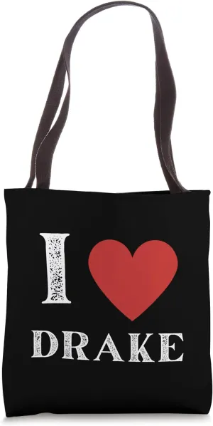 Vintage I Heart DRAKE First Name Personalized I Love DRAKE Tote Bag