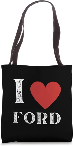 Vintage I Heart FORD First Name I Love FORD Personalized Tote Bag