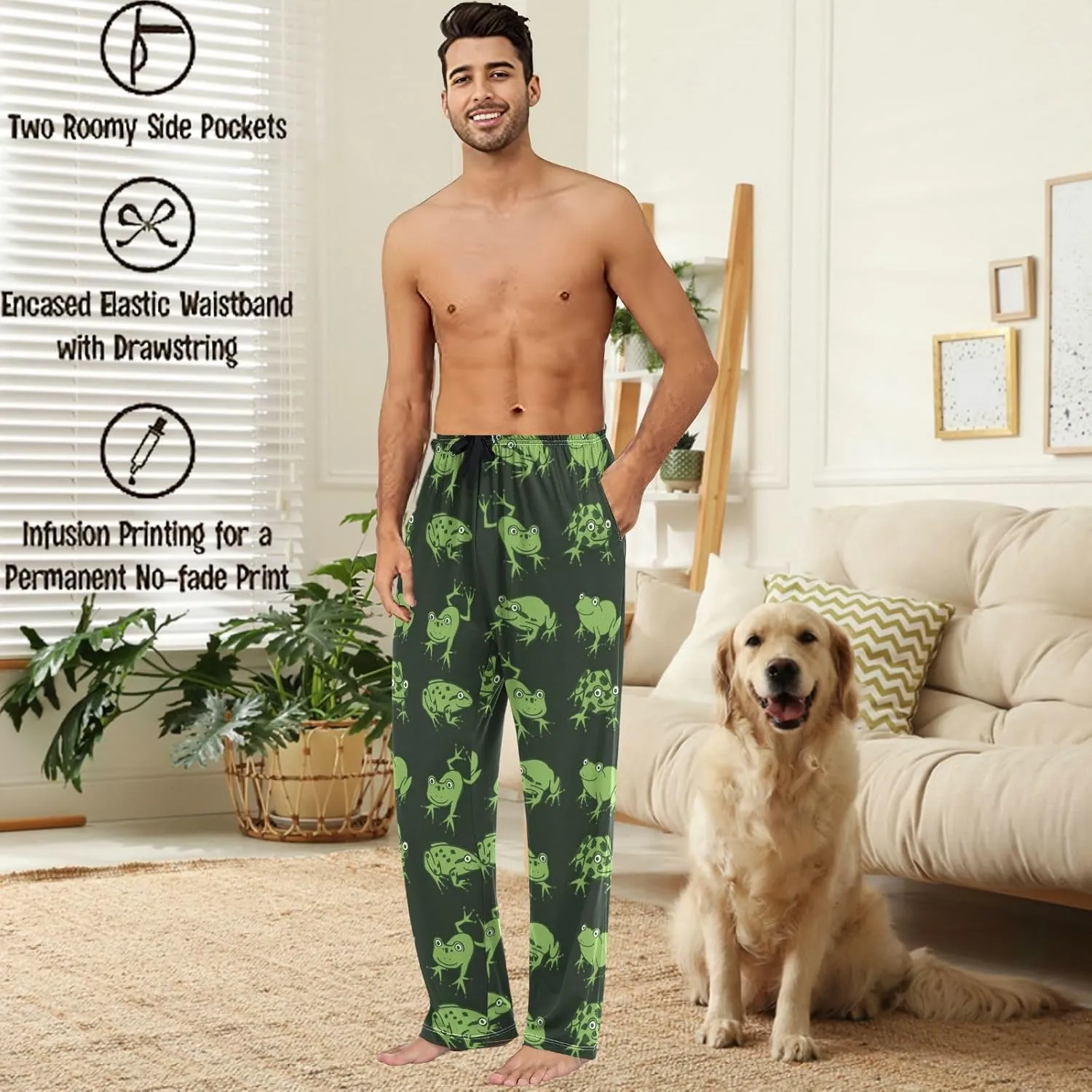 visesunny Mens 100% Cotton Pajama Bottoms Lightweight Lounge Pant with Pockets Soft Sleep Pj Pants for Men