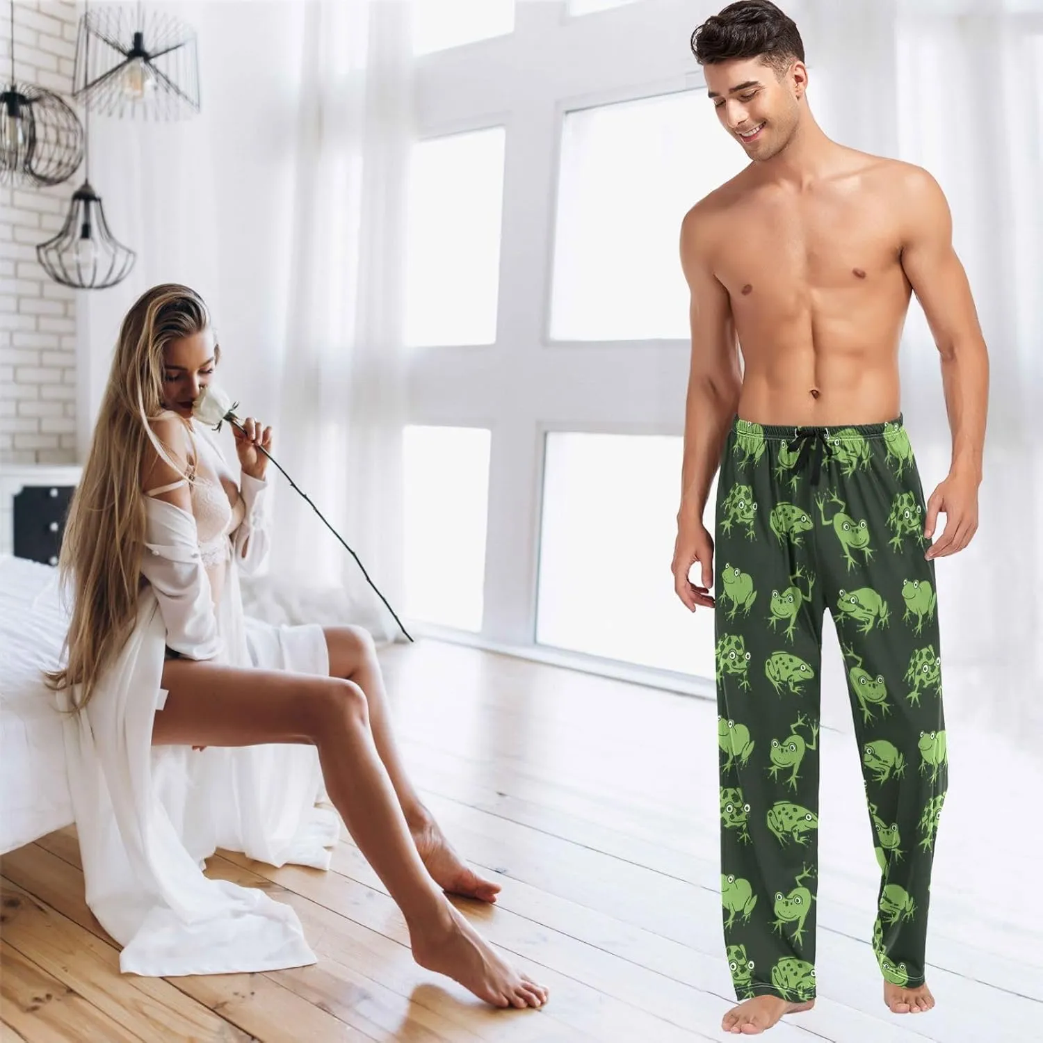 visesunny Mens 100% Cotton Pajama Bottoms Lightweight Lounge Pant with Pockets Soft Sleep Pj Pants for Men