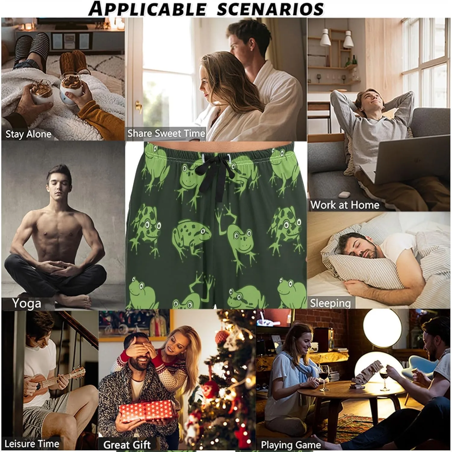 visesunny Mens 100% Cotton Pajama Bottoms Lightweight Lounge Pant with Pockets Soft Sleep Pj Pants for Men