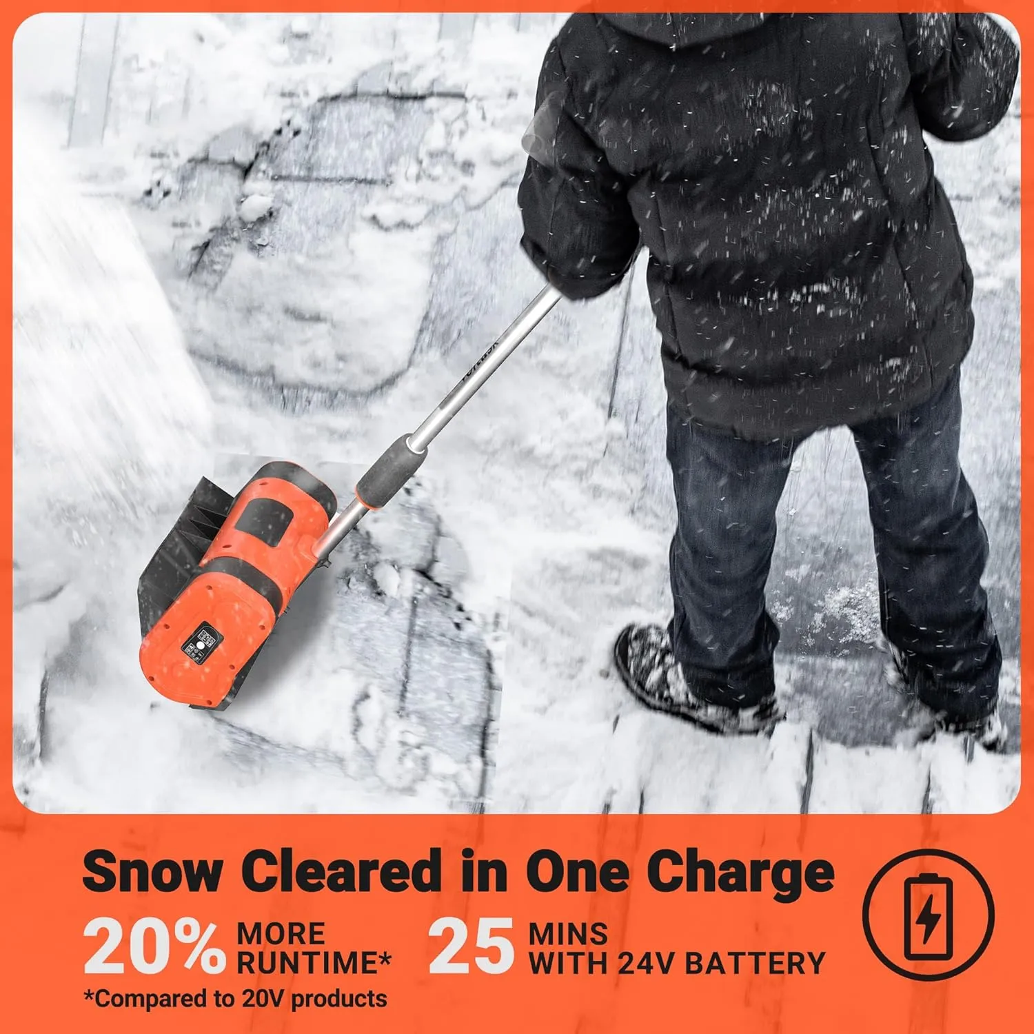 VOLTASK Cordless Snow Shovel - 24V | 11-Inch | 4-Ah Cordless Snow Blower, Battery Snow Blower with Adjustable Front Handle (4-Ah Battery & Quick Charger Included)