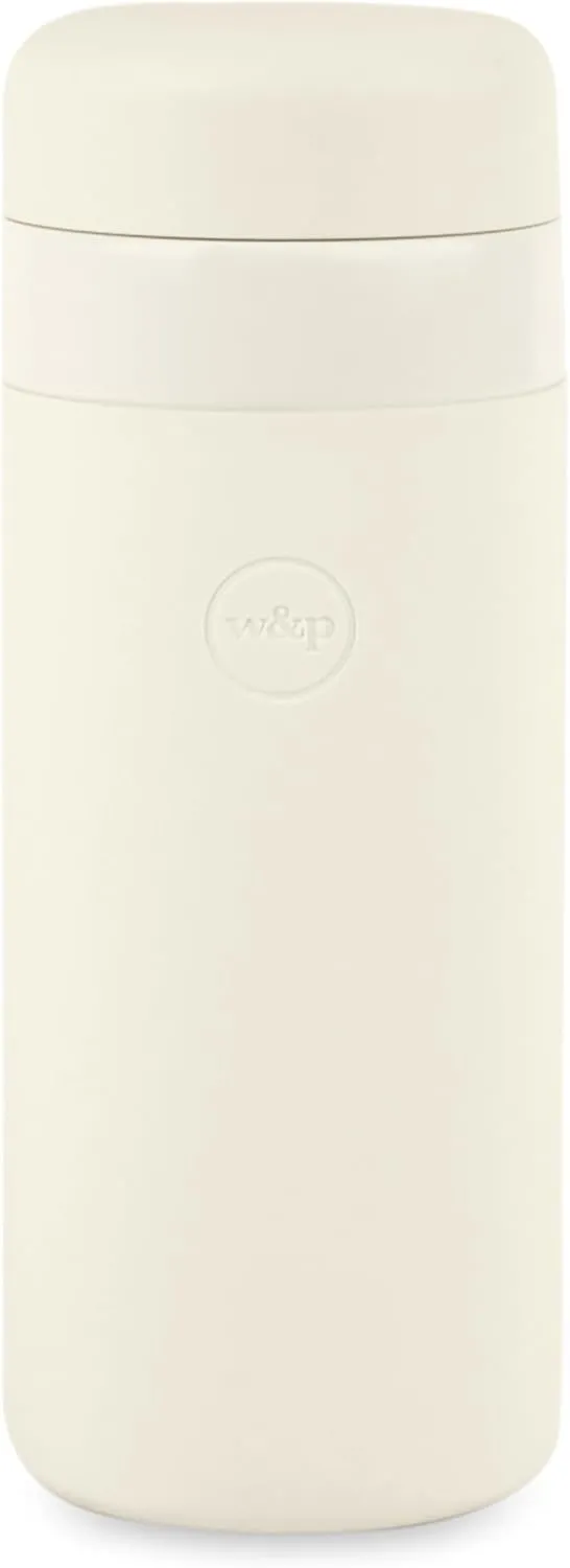 W&P Porter Insulated Bottle 16 oz | Clean Taste Ceramic Coating for Water, Coffee, & Tea | Wide Mouth Vacuum Insulated | Dishwasher Safe, Cream