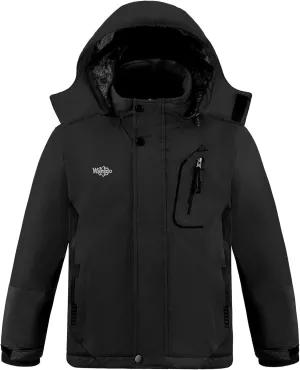 wantdo Boy's Ski Jacket Warm Fleece Winter Coat Waterproof Snow Jacket Rain Coat