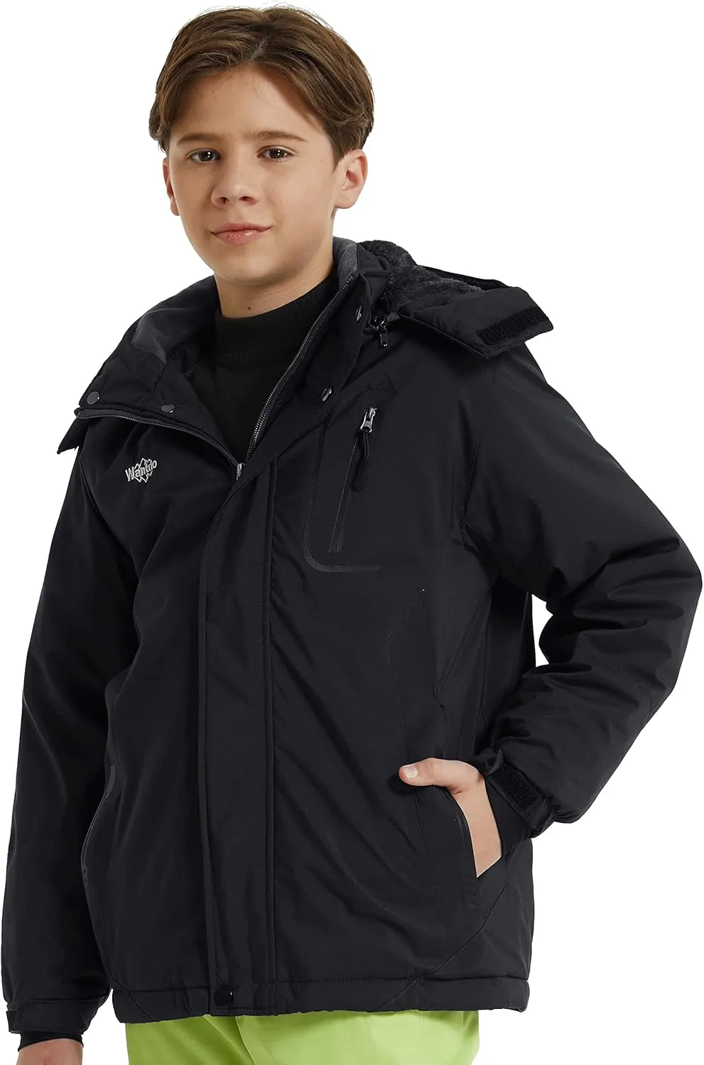 wantdo Boy's Ski Jacket Warm Fleece Winter Coat Waterproof Snow Jacket Rain Coat