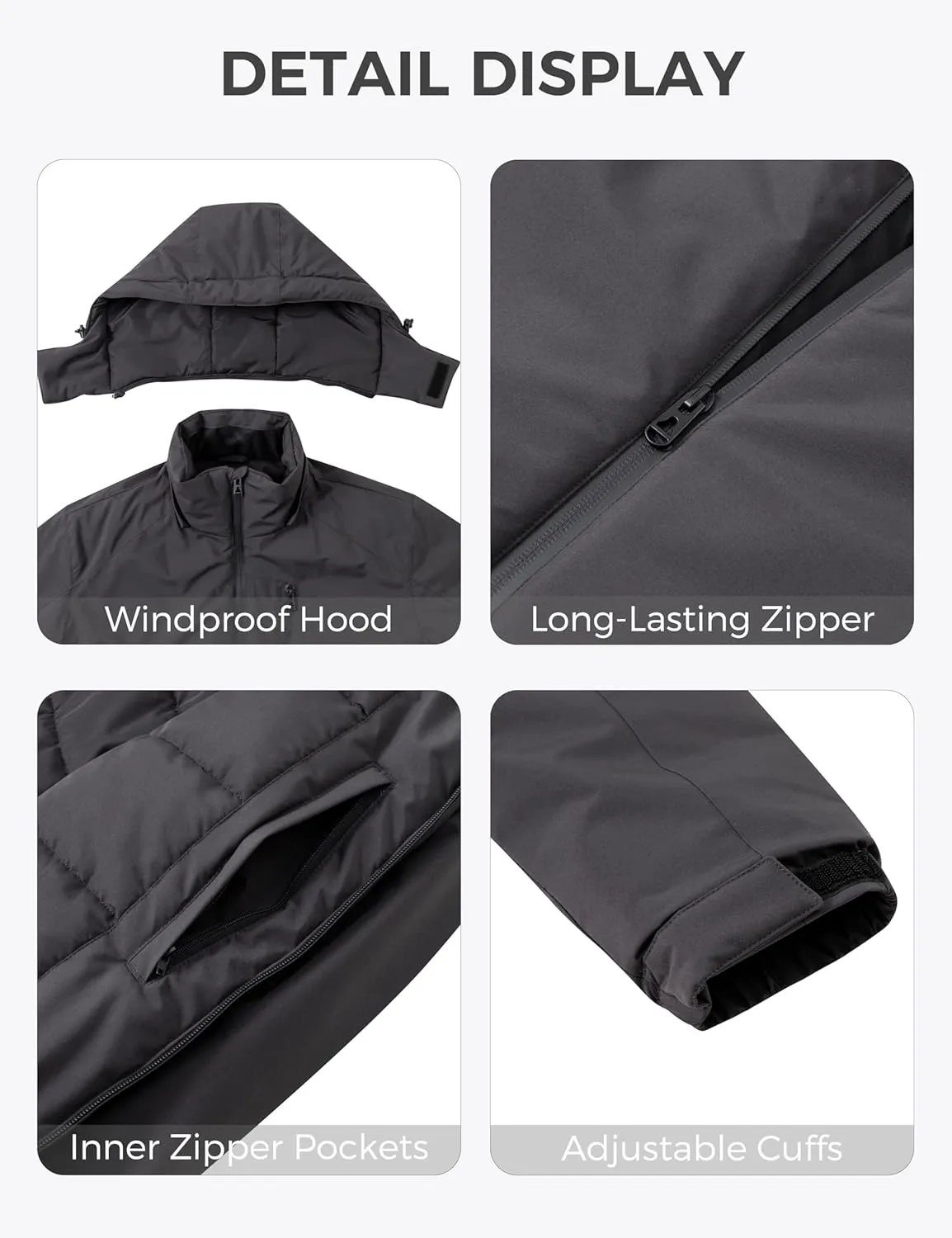 wantdo Men's Mountain Waterproof Ski Jacket Windproof Rain Jacket Winter Warm Snow Coat